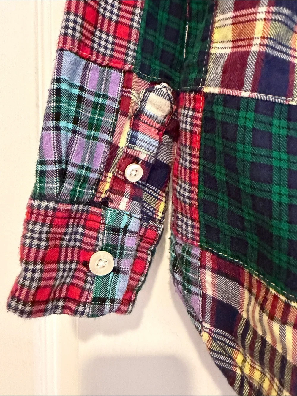 Gap Kids Patchwork Plaid Flannel Button Down Shirt Multicolor 4T